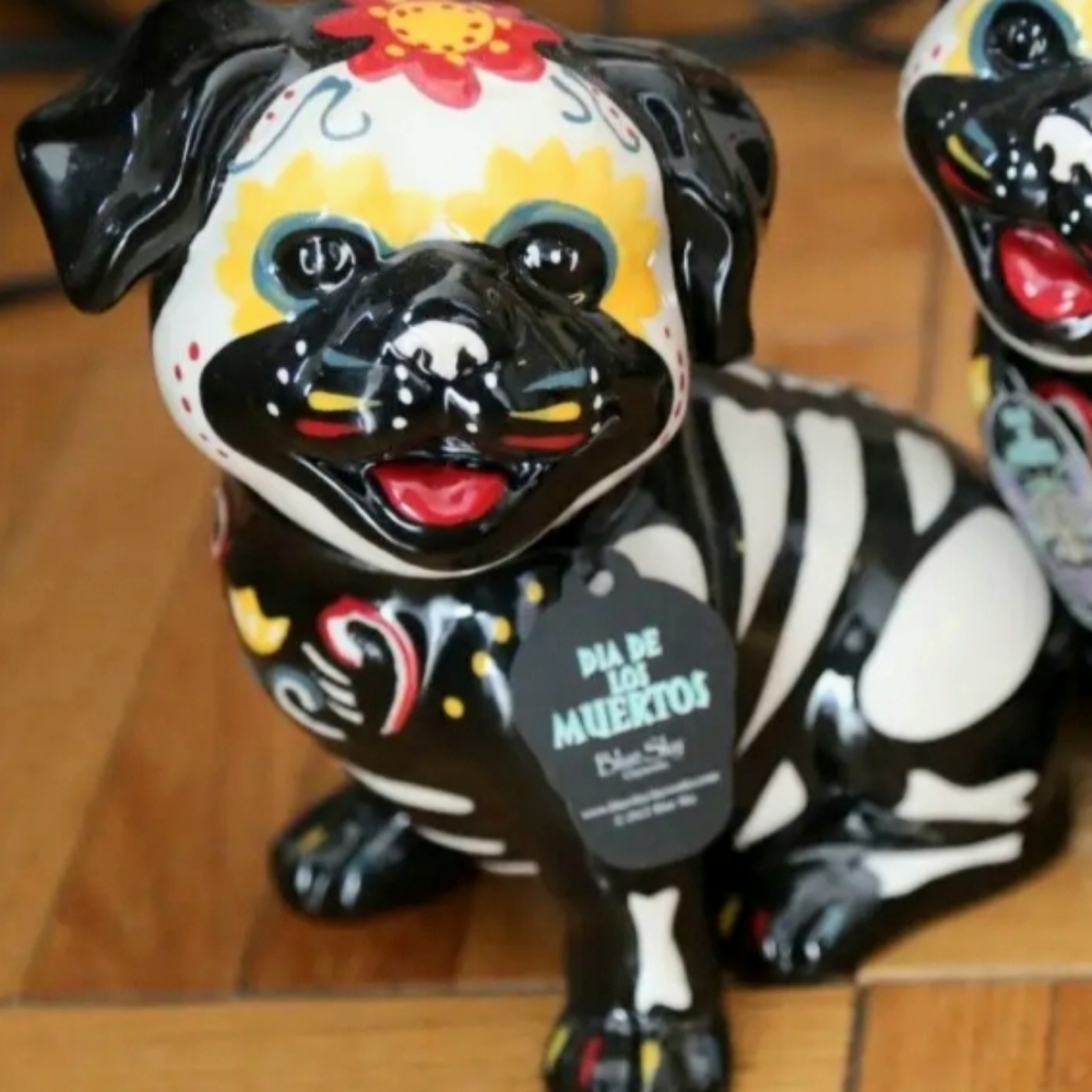 Day of the Dead Pug Dog statues by Blue Sky Clayworks, NEW